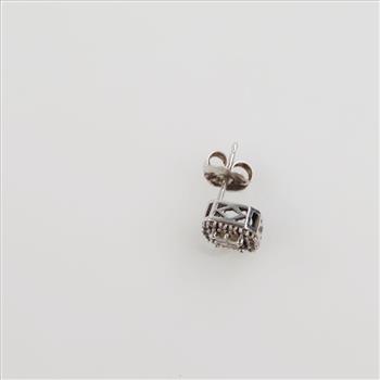 10kt White Gold Diamond Clear Stone Accent Stud Earring
