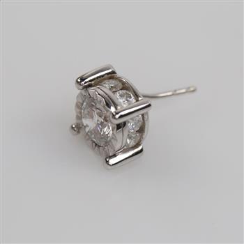 10kt White Gold Diamond Clear Stone Stud Earring