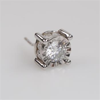 10kt White Gold Diamond Clear Stone Stud Earring