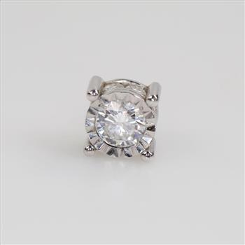 10kt White Gold Diamond Clear Stone Stud Earring