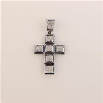 10kt White Gold Diamond Cross Pendant
