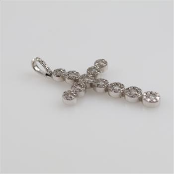 10kt White Gold Diamond Cross Pendant