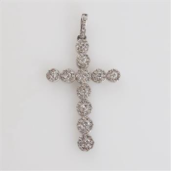10kt White Gold Diamond Cross Pendant