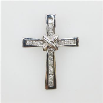 10kt White Gold Diamond Cross Pendant