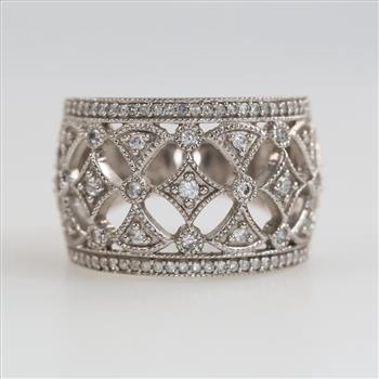 10kt White Gold Diamond Filigree Band