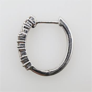 10kt White Gold Diamond Hoop Earring