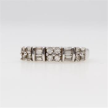 10kt White Gold Diamond Hoop Earring