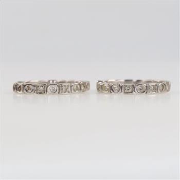 10kt White Gold Diamond Hoop Earrings