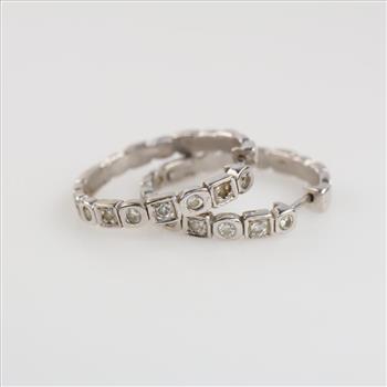 10kt White Gold Diamond Hoop Earrings