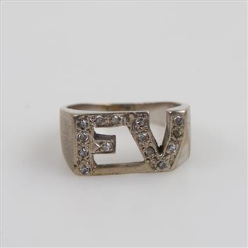 10kt White Gold Diamond Initial Ring