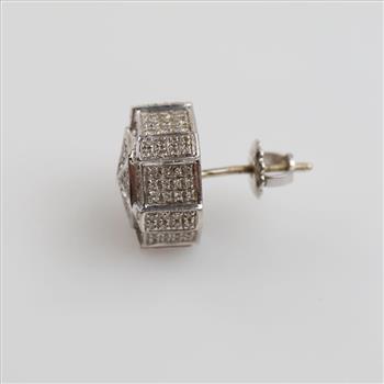10kt White Gold Diamond Single Stud Earring