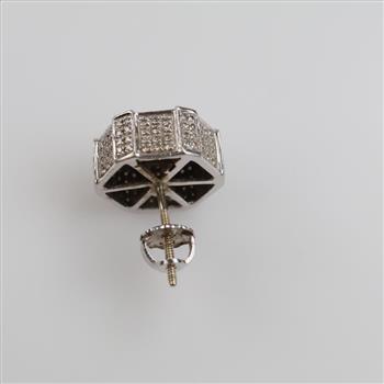 10kt White Gold Diamond Single Stud Earring