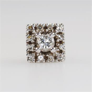 10kt White Gold Diamond Square Stud Earring