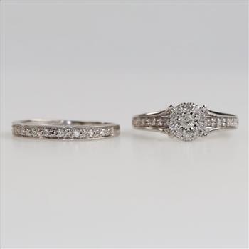 10kt White Gold Diamond Wedding Set