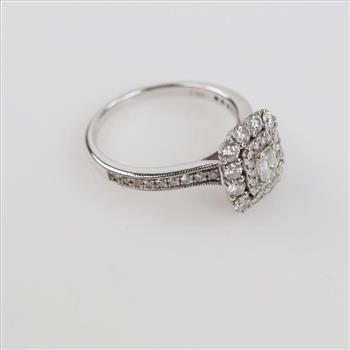 10kt White Gold Double Halo Diamond Ring