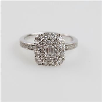 10kt White Gold Double Halo Diamond Ring
