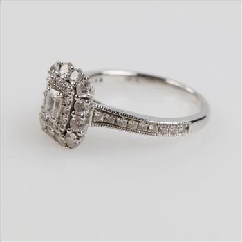 10kt White Gold Double Halo Diamond Ring