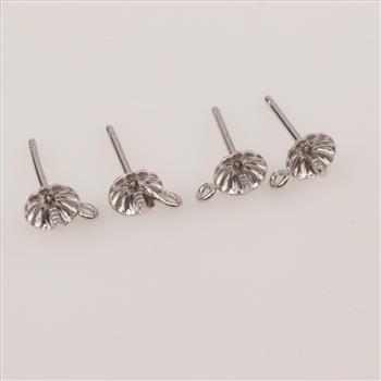 10kt White Gold Earring Findings, 2 Pairs