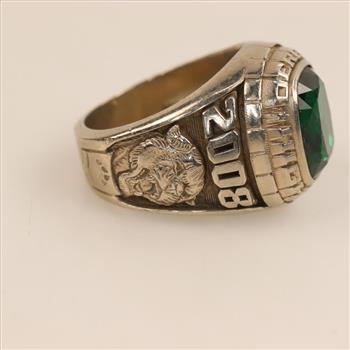 10kt White Gold Green Stone Class Ring