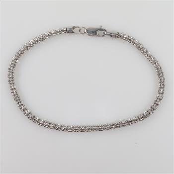 10kt White Gold Hollow Link Bracelet