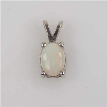 10kt White Gold Iridescent Stone Pendant