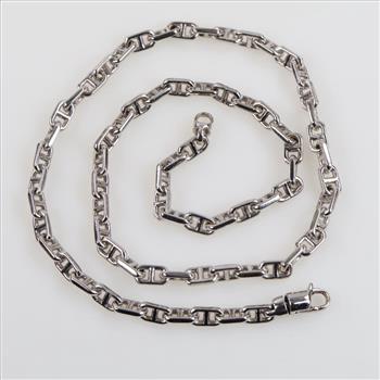 10kt White Gold Mariner Link Necklace -Evaluated By Our Certified Gemologist-AGS/GIA