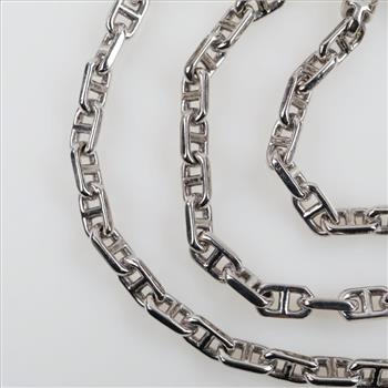 10kt White Gold Mariner Link Necklace -Evaluated By Our Certified Gemologist-AGS/GIA