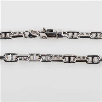 10kt White Gold Mariner Link Necklace -Evaluated By Our Certified Gemologist-AGS/GIA