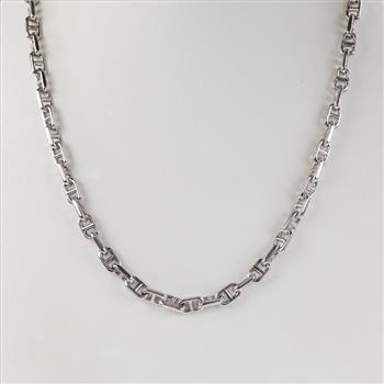 10kt White Gold Mariner Link Necklace -Evaluated By Our Certified Gemologist-AGS/GIA