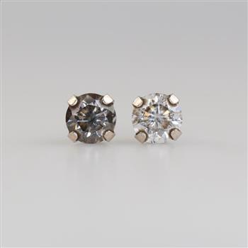10kt White Gold Mismatched Stone Stud Earrings