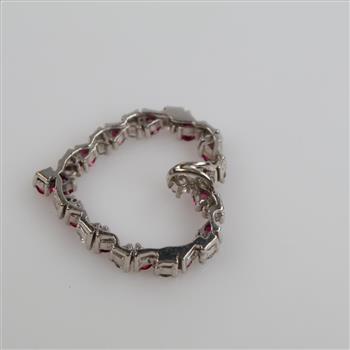 10kt White Gold Pink & Clear Stone Heart Pendant