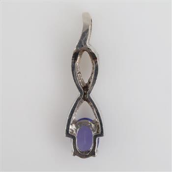 10kt White Gold Purple Stone Diamond Accent Pendant