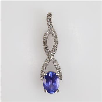 10kt White Gold Purple Stone Diamond Accent Pendant