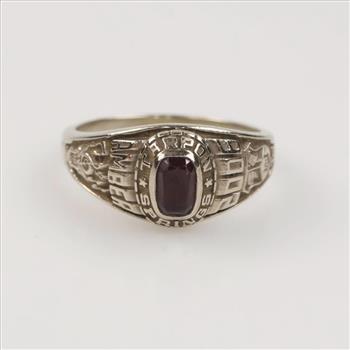 10kt White Gold Red Stone Ring