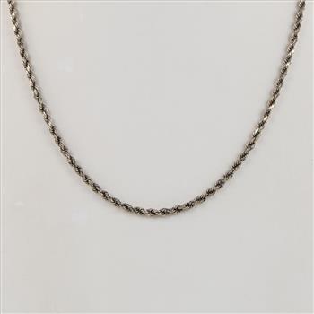 10kt White Gold Rope Chain Necklace