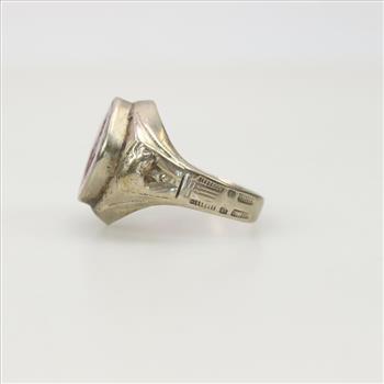 10kt White Gold Ruby Masonic Ring