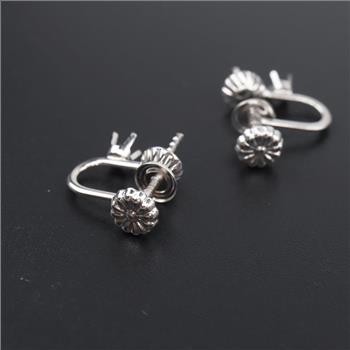 10kt White Gold Screw Back Clip On Earring Findings