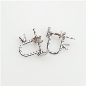 10kt White Gold Screw Back Clip On Earring Findings