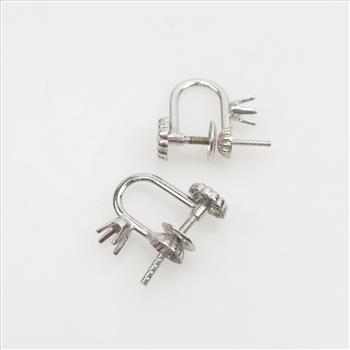 10kt White Gold Screw Back Clip On Earring Findings