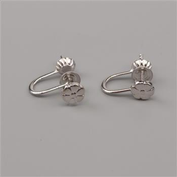 10kt White Gold Screw Back Clip On Earring Findings