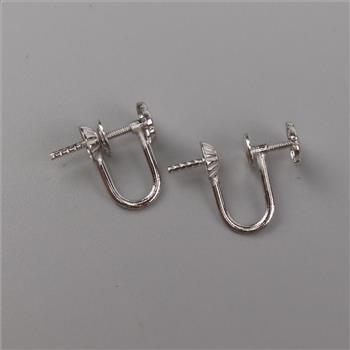 10kt White Gold Screw Back Clip On Earring Findings