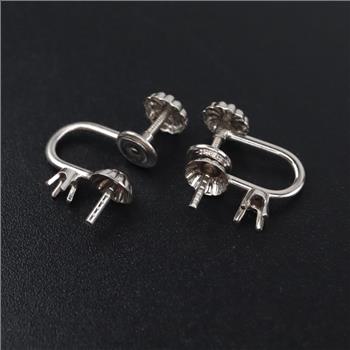 10kt White Gold Screw Back Clip On Earring Findings