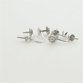 10kt White Gold Screw Back Clip On Mismatched Earring Findings