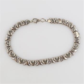 10kt White Gold Semi-hollow Link Bracelet
