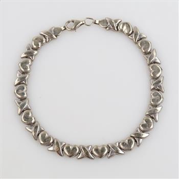 10kt White Gold Semi-hollow Link Bracelet