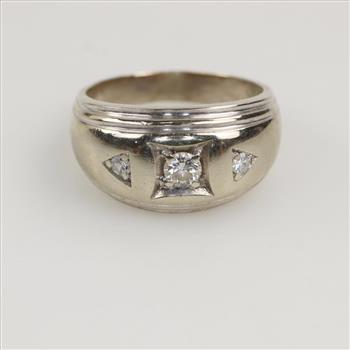 10kt White Gold Signet Diamond Ring