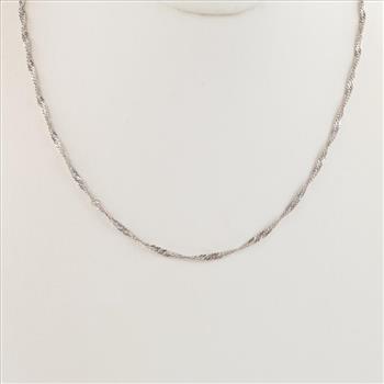 10kt White Gold Singapore Chain Necklace