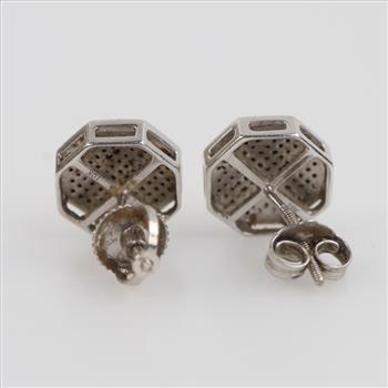10kt White GP Clear Stone Earrings