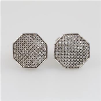 10kt White GP Clear Stone Earrings