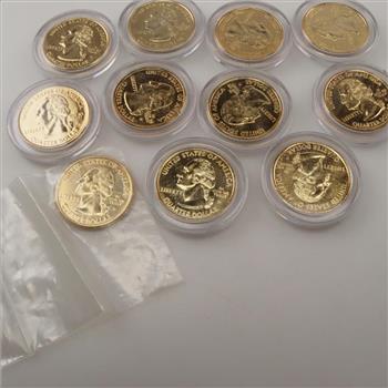 11 US Statehood Gold Plated Quarters